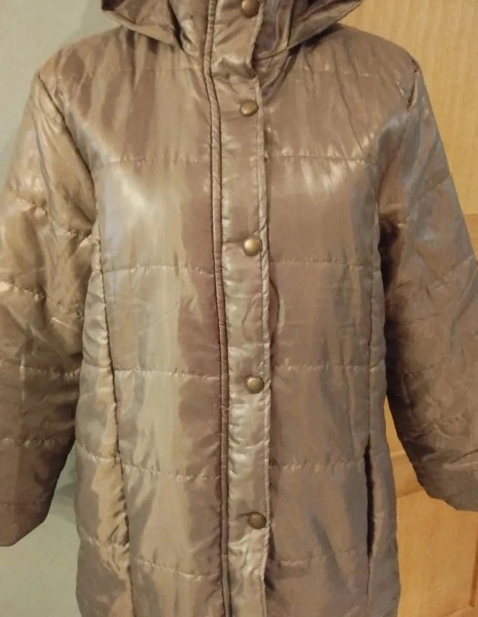 Parka acolchoada forrada de cetim marrom, Nathalie Anderson, T42/44 – photo 3